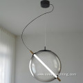 Smoke Gray Glass Shade Led Tube Chandelier Lamp